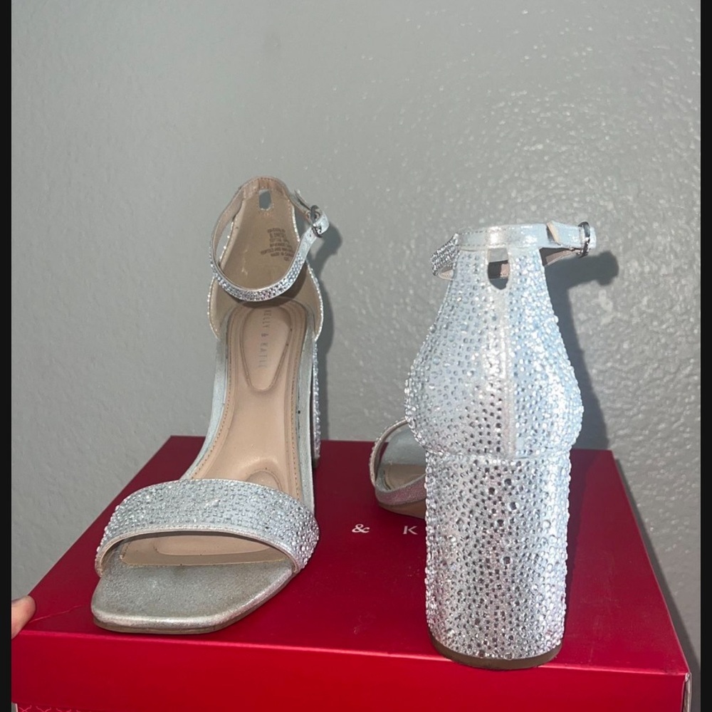 - Elegant Silver Block Heel Sandals